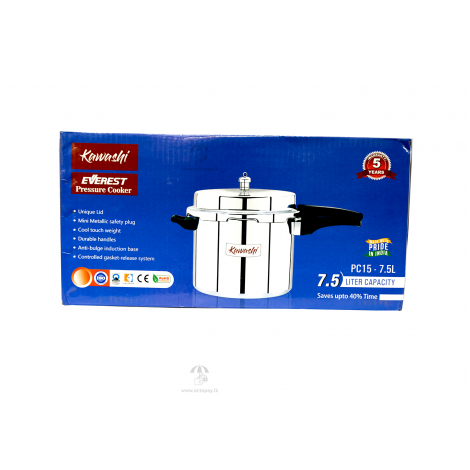 KAWASHI EVEREST PRESSURE COOKER MADE IN INDIA 7.5 LITER PC15