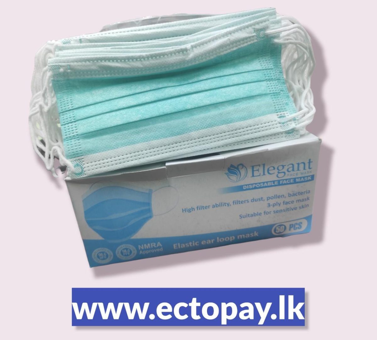 ELEGANT DISPOSABLE FACE MASK L/GREEN (Box 50pcs) - Image 1