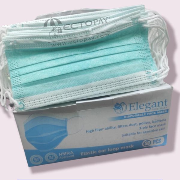ELEGANT DISPOSABLE FACE MASK L/GREEN (Box 50pcs)