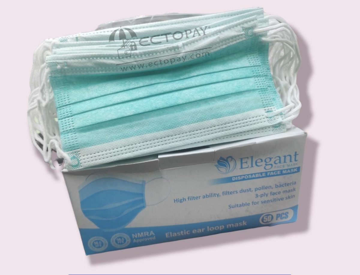 ELEGANT DISPOSABLE FACE MASK L/GREEN (Box 50pcs) - Image 1