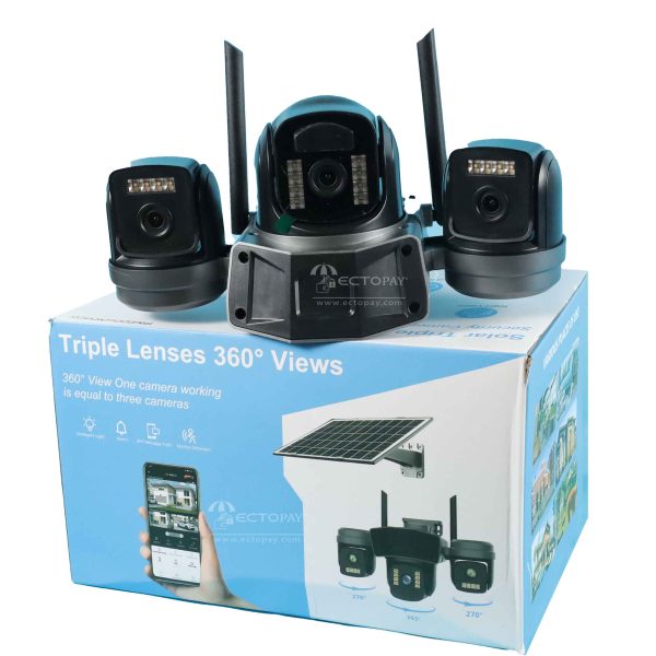 4G Smart Camera Solar Triple Lenses 360° Views