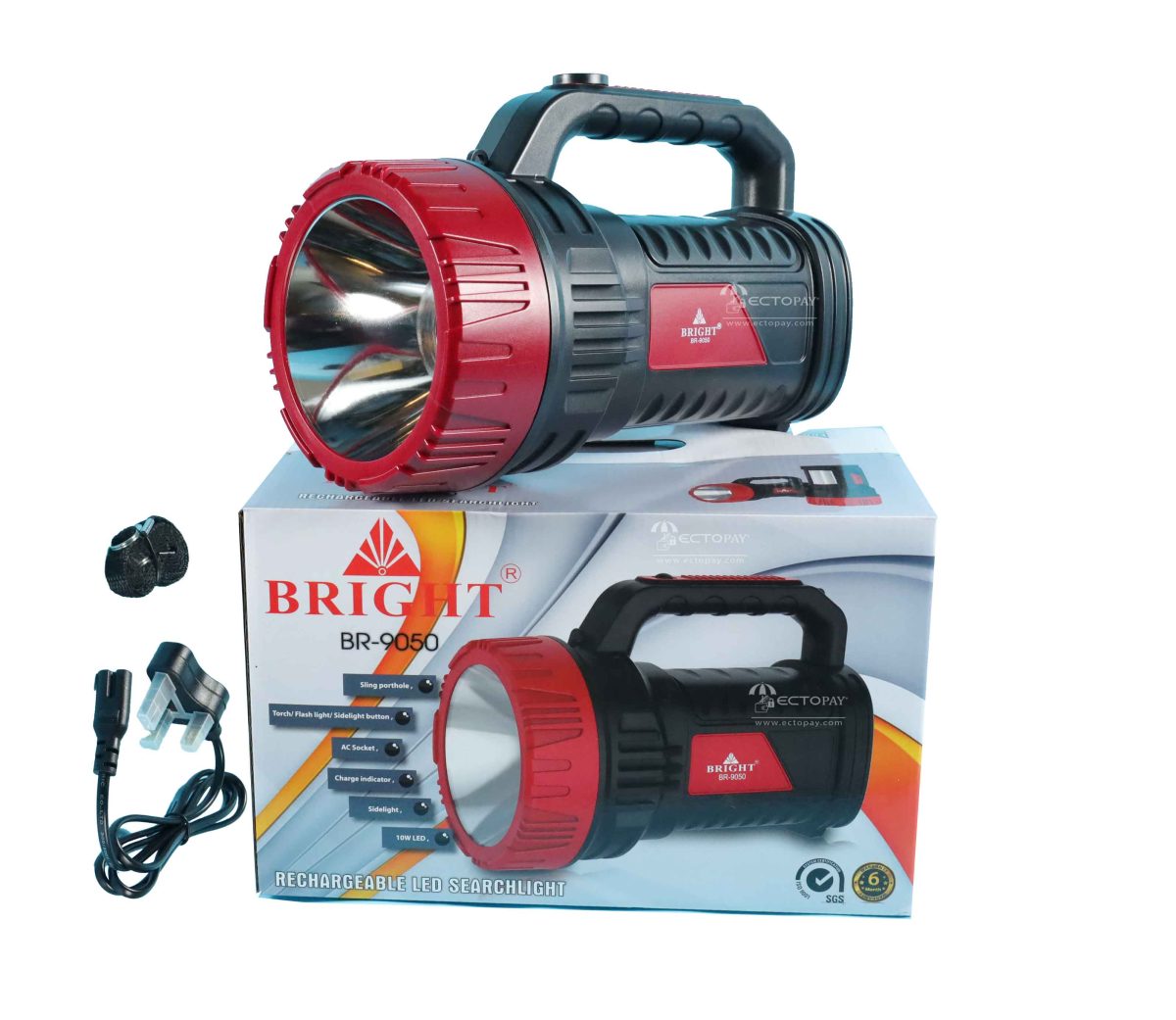BRIGHT RECHARGEABLE TORCH 15W - BR-9050 - Image 1
