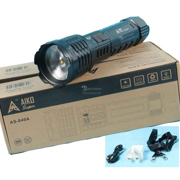 AIKO SUPER RECHARABLE TORCH AS-840A 40W ZOOM